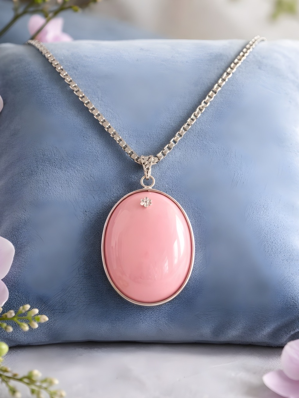 Chic Pink Opal Pendant Necklace